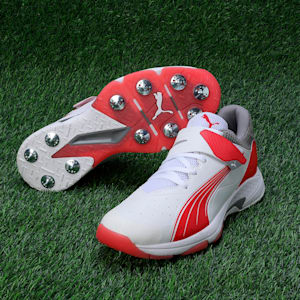 Bowling 24.1 Cricket Shoes, PUMA White-PUMA Red-Stormy Slate, extralarge-IND