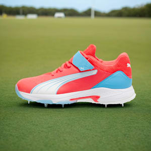 Bowling 24.1 Cricket Shoes, Fire Orchid-PUMA White-Luminous Blue, extralarge-IND