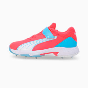 PUMA Bowling 24.1 Unisex Cricket Shoes, Fire Orchid-PUMA White-Luminous Blue, extralarge-IND