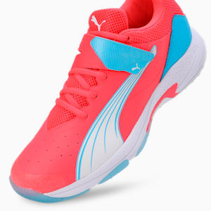 PUMA Bowling 24.1 Unisex Cricket Shoes, Fire Orchid-PUMA White-Luminous Blue, extralarge-IND