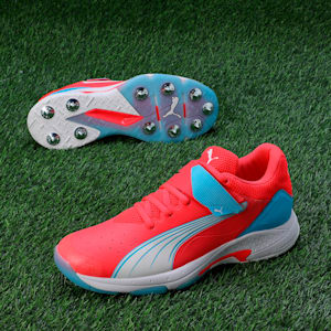 Bowling 24.1 Cricket Shoes, Fire Orchid-PUMA White-Luminous Blue, extralarge-IND