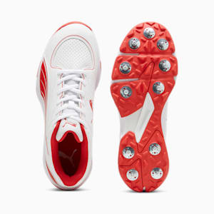 PUMA Spike 24.2 Unisex Cricket Shoes, PUMA White-PUMA Red, extralarge-IND