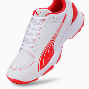 PUMA Spike 24.2 Unisex Cricket Shoes, PUMA White-PUMA Red, extralarge-IND