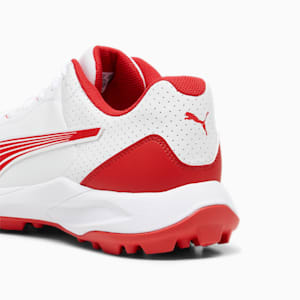 PUMA 24 FH Rubber Unisex Cricket Shoes, PUMA White-PUMA Red, extralarge-IND