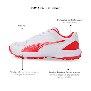 24 FH Rubber Cricket Shoes, PUMA White-PUMA Red, extralarge-IND