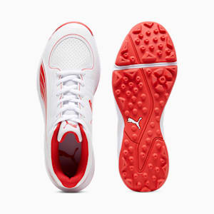 PUMA 24 FH Rubber Unisex Cricket Shoes, PUMA White-PUMA Red, extralarge-IND