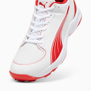 PUMA 24 FH Rubber Unisex Cricket Shoes, PUMA White-PUMA Red, extralarge-IND