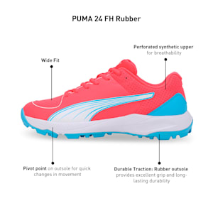 PUMA 24 FH Rubber Unisex Cricket Shoes, Fire Orchid-PUMA White-Luminous Blue, extralarge-IND