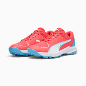24 FH Rubber Cricket Shoes, Fire Orchid-PUMA White-Luminous Blue, extralarge-IND