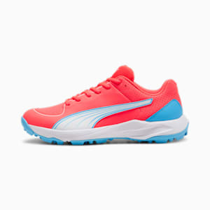 PUMA 24 FH Rubber Unisex Cricket Shoes, Luminous Blue-PUMA White-Fire Orchid, extralarge-IND