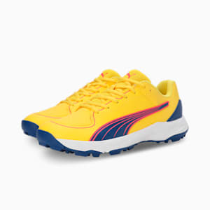 24 FH Rubber Cricket Shoes, Pelé Yellow-Clyde Royal-Fire Orchid, extralarge-IND