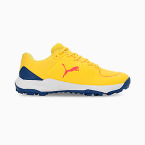 24 FH Rubber Cricket Shoes, Pelé Yellow-Clyde Royal-Fire Orchid, extralarge-IND