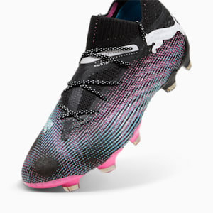 FUTURE 7 ULTIMATE Firm Ground/Artificial Ground Women's Soccer Cleats, PUMA Black-PUMA White-Poison Pink-Bright Aqua-Silver Mist, extralarge