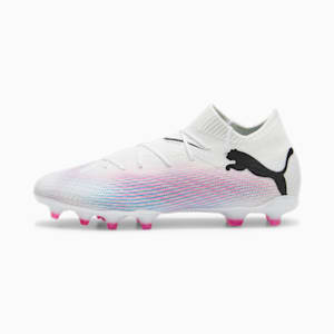 FUTURE 7 PRO FG/AG Men's Soccer Cleats, PUMA White-PUMA Black-Poison Pink, extralarge