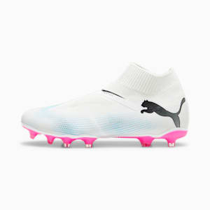 FUTURE 7 MATCH FG/AG Men's Laceless Football Boots, PUMA White-PUMA Black-Poison Pink, extralarge-IND