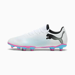 Chaussures de soccer FUTURE 7 PLAY FG/AG, PUMA White-PUMA Black-Poison Pink, extralarge