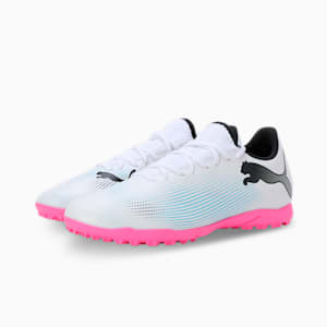 FUTURE 7 PLAY TT Men's Football Boots, PUMA White-PUMA Black-Poison Pink, extralarge-IND