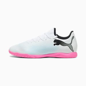 FUTURE 7 PLAY IT Men's Soccer Cleats, PUMA White-PUMA Black-Poison Pink, extralarge