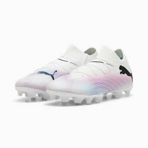 FUTURE 7 PRO FG/AG Big Kids' Soccer Cleats, PUMA White-PUMA Black-Poison Pink, extralarge