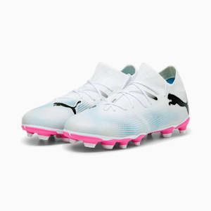 FUTURE 7 MATCH FG/AG Big Kids' Cleats, PUMA White-PUMA Black-Poison Pink, extralarge