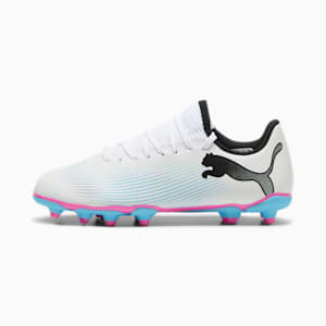 FUTURE 7 PLAY FG/AG Youth Football Boots, PUMA White-PUMA Black-Poison Pink, extralarge-IND