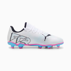 FUTURE 7 PLAY FG/AG Youth Football Boots, PUMA White-PUMA Black-Poison Pink, extralarge-IND