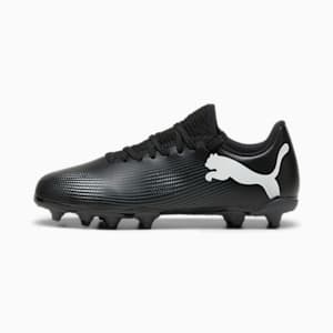 Tacos de fútbol juvenil FUTURE 7 PLAY FG/AG, PUMA Black-PUMA White, extralarge