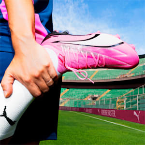 ULTRA ULTIMATE Firm Ground/Artificial Ground Men's Soccer Cleats, Poison Pink-PUMA White-PUMA Black, extralarge