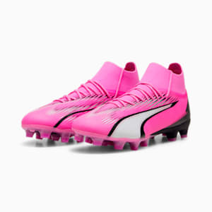 Tacos de fútbol para hombre ULTRA PRO FG/AG, Poison Pink-PUMA White-PUMA Black, extralarge