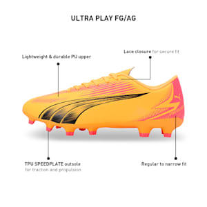 ULTRA PLAY FG/AG Men's Football Boots, Sun Stream-PUMA Black-Sunset Glow, extralarge-IND