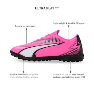 ULTRA PLAY TT Unisex Football Boots, Poison Pink-PUMA White-PUMA Black, extralarge-IND