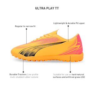 ULTRA PLAY TT Football Boots, Sun Stream-PUMA Black-Sunset Glow, extralarge-IND