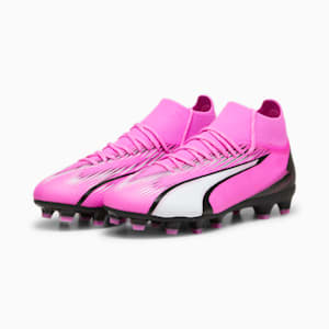 Botines de fútbol para jóvenes ULTRA PRO FG/AG, Poison Pink-PUMA White-PUMA Black, extralarge