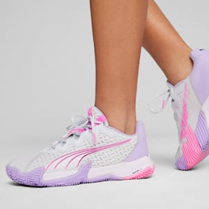 NOVA Elite Women's Court Shoes, Silver Mist-PUMA White-Vivid Violet, extralarge