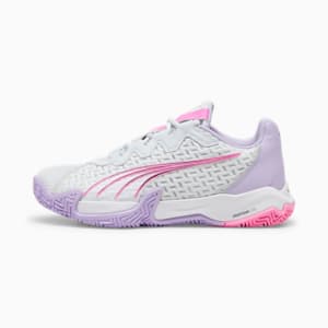 NOVA Elite Women's Court Shoes, Silver Mist-PUMA White-Vivid Violet, extralarge