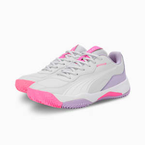 NOVA Smash Women's Padel Shoes, Silver Mist-PUMA White-Vivid Violet, extralarge-IND