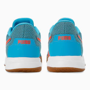 PUMA Shuttle Aero Unisex Indoor Sports Shoes, Ibiza Blue-Cherry Tomato-PUMA White, extralarge-IND