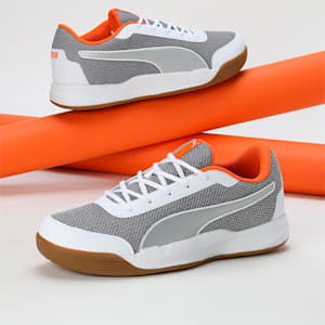 Puma Shuttle Aero Unisex Shoes, Rickie Orange-Puma Silver-PUMA White