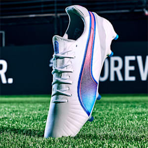 Tacos de fútbol KING ULTIMATE FG/AG, PUMA White-Bluemazing-Flat Light Gray-Sunset Glow, extralarge