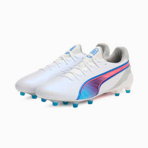 メンズ キング アルティメット FG/AG サッカースパイク, PUMA White-Bluemazing-Flat Light Gray-Sunset Glow, extralarge-JPN