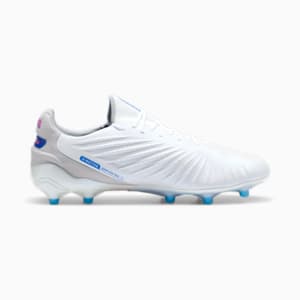 KING ULTIMATE Firm Ground/Artificial Ground Men's Soccer Cleats, PUMA White-Bluemazing-Flat Light Gray-Sunset Glow, extralarge