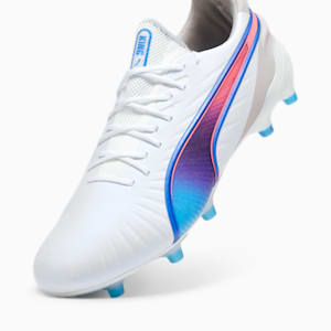 KING ULTIMATE Firm Ground/Artificial Ground Men's Soccer Cleats, PUMA White-Bluemazing-Flat Light Gray-Sunset Glow, extralarge