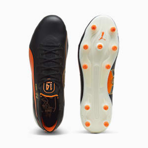 KING ULTIMATE Cruyff FG/AG Men's Soccer Cleats, PUMA Black-PUMA White-Rickie Orange-PUMA Gold-Frosted Ivory, extralarge