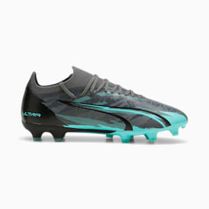 ULTRA MATCH RUSH FG/AG Men's Soccer Cleats, Strong Gray-PUMA White-Elektro Aqua, extralarge