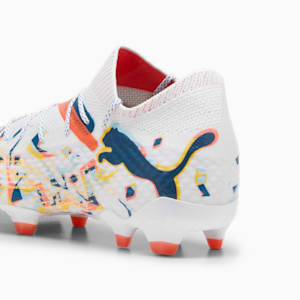 FUTURE 7 ULTIMATE CREATIVITY FG/AG Men's Soccer Cleats, PUMA White-Ocean Tropic-Turquoise Surf-Hot Heat-Sun Stream, extralarge