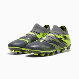 FUTURE 7 Match Rush Big Kids' FG/AG Soccer Cleats, Strong Gray-Cool Dark Gray-Electric Lime, extralarge