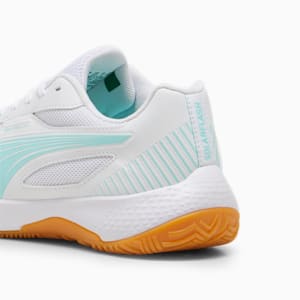 Solarflash III Big Kids' Court Shoes, PUMA White-Electric Peppermint, extralarge