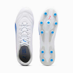 Tacos de fútbol KING PRO FG/AG, PUMA White-Bluemazing-Flat Light Gray, extralarge