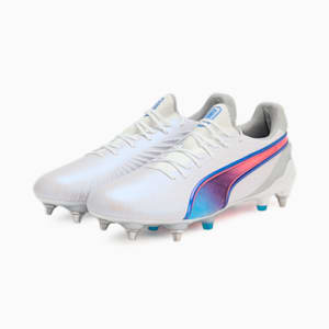 メンズ キング アルティメット MXSG サッカースパイク, PUMA White-Bluemazing-Flat Light Gray-Sunset Glow, extralarge-JPN