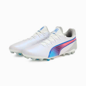 メンズ キング アルティメット MG サッカースパイク, PUMA White-Bluemazing-Flat Light Gray-Sunset Glow, extralarge-JPN